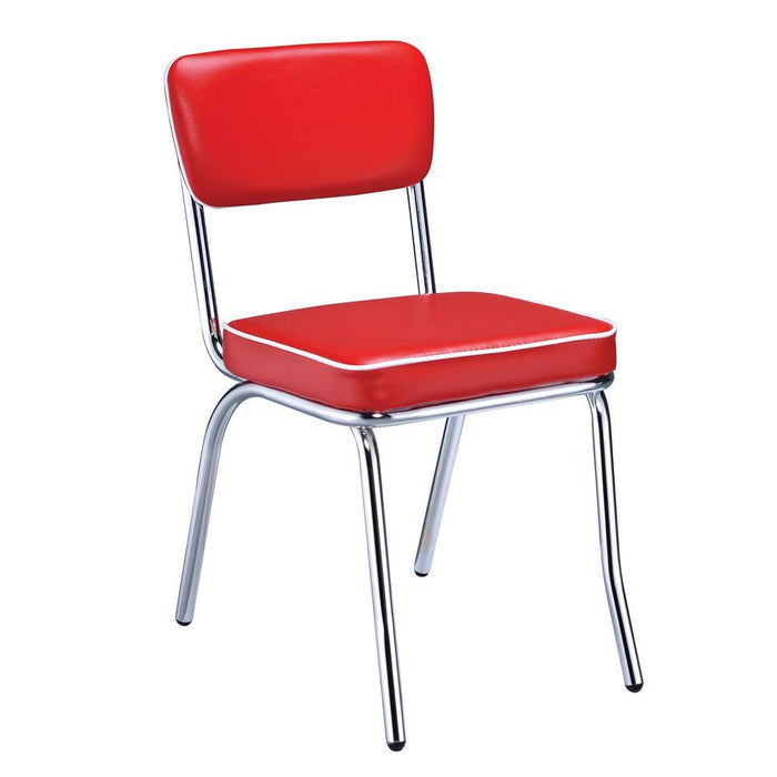 Retro Open Back Side Chairs Red and Chrome (Set of 2) - Evans Furniture (CO)
