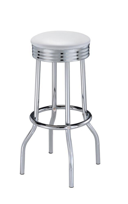 Theodore Upholstered Top Bar Stools White and Chrome (Set of 2) - Evans Furniture (CO)