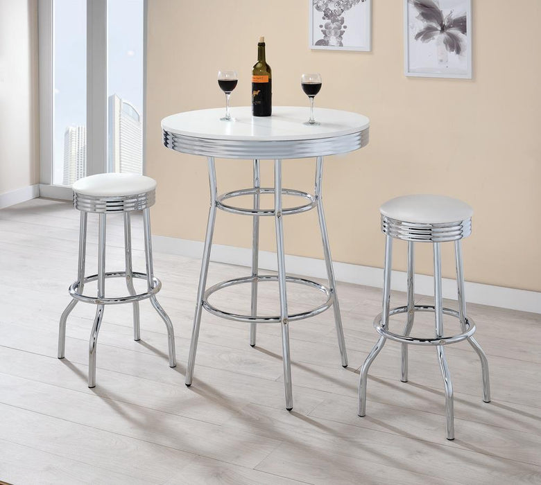 Theodore Upholstered Top Bar Stools White and Chrome (Set of 2) - Evans Furniture (CO)