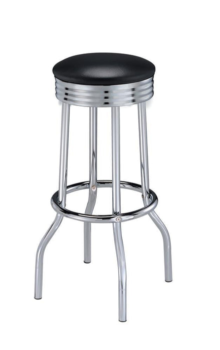 Theodore Upholstered Top Bar Stools Black and Chrome (Set of 2) - Evans Furniture (CO)