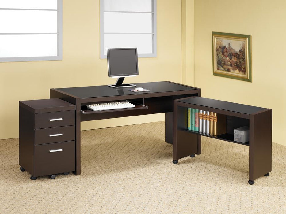 Skeena Computer Desk with Keyboard Drawer Cappuccino - Evans Furniture (CO)