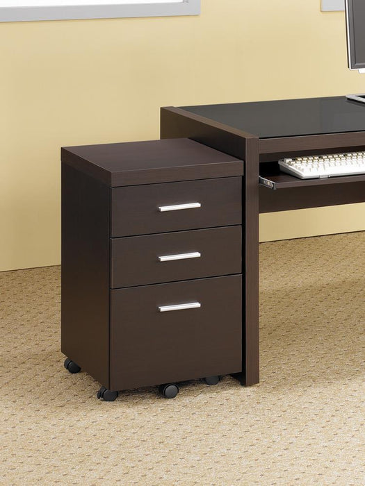 Skeena 3-drawer Mobile Storage Cabinet Cappuccino - Evans Furniture (CO)