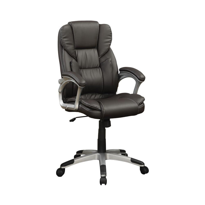 Kaffir Adjustable Height Office Chair Dark Brown and Silver - Evans Furniture (CO)