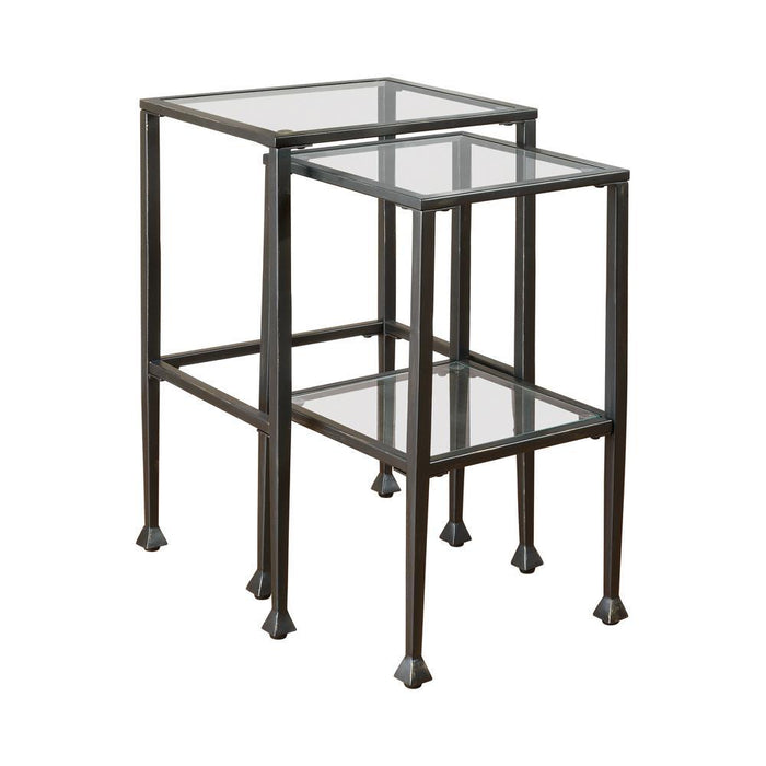 Leilani 2-piece Glass Top Nesting Tables Black - Evans Furniture (CO)