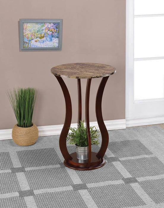 Elton Round Marble Top Accent Table Brown - Evans Furniture (CO)