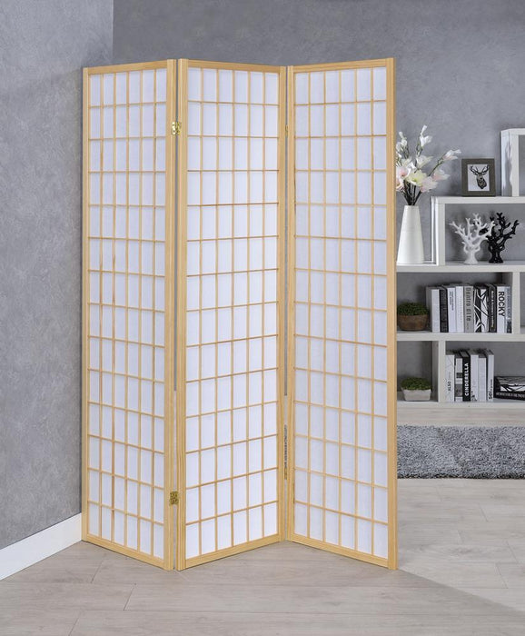 Carrie 3-panel Folding Screen Natural and White - Evans Furniture (CO)
