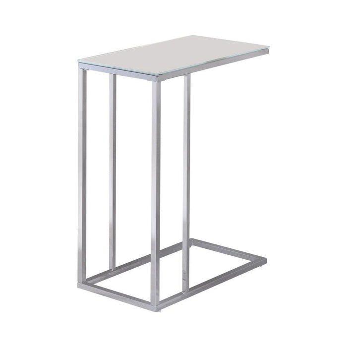 Stella Glass Top Accent Table Chrome and White - Evans Furniture (CO)