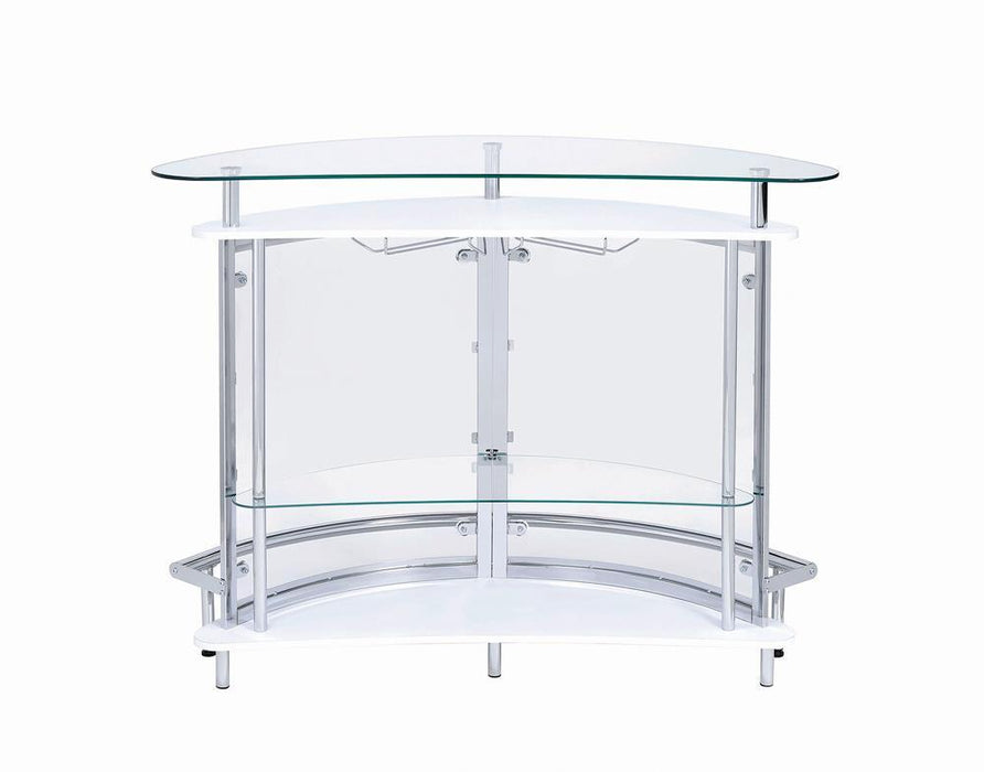 Amarillo 2-tier Bar Unit White and Chrome - Evans Furniture (CO)