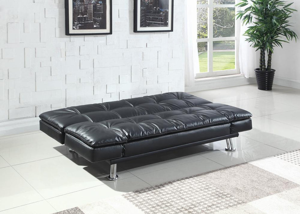 Dilleston Tufted Back Upholstered Sofa Bed Black - Evans Furniture (CO)