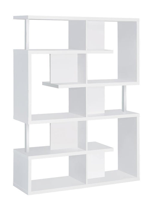 Hoover 5-tier Bookcase White and Chrome - Evans Furniture (CO)