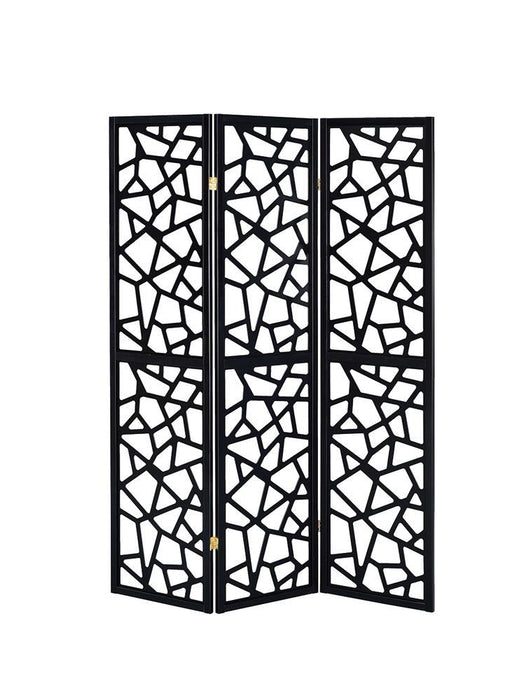 Nailan 3-panel Open Mosaic Pattern Room Divider Black - Evans Furniture (CO)