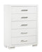 Jessica 5-drawer Chest White - Evans Furniture (CO)