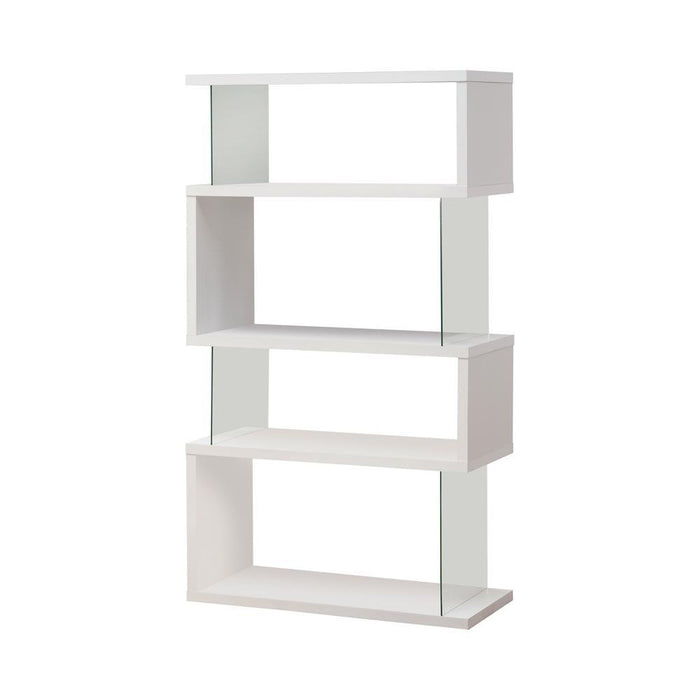 Emelle 4-tier Bookcase White and Clear - Evans Furniture (CO)