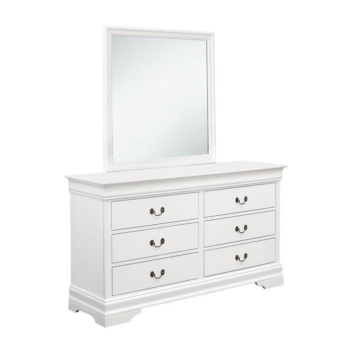 Louis Philippe Beveled Edge Square Dresser Mirror White - Evans Furniture (CO)