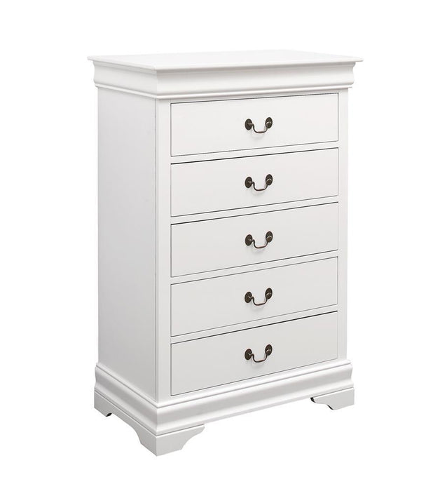 Louis Philippe 5-drawer Chest White - Evans Furniture (CO)
