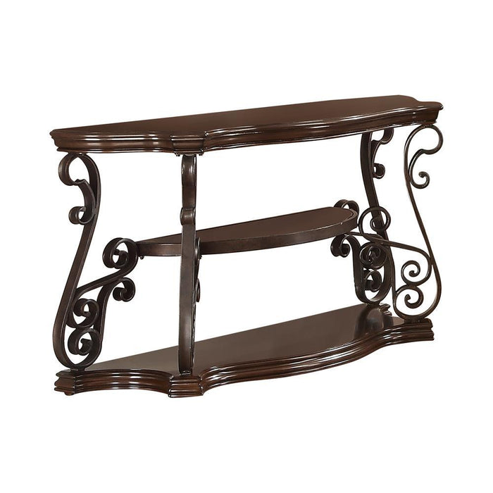 Laney Sofa Table Deep Merlot and Clear - Evans Furniture (CO)