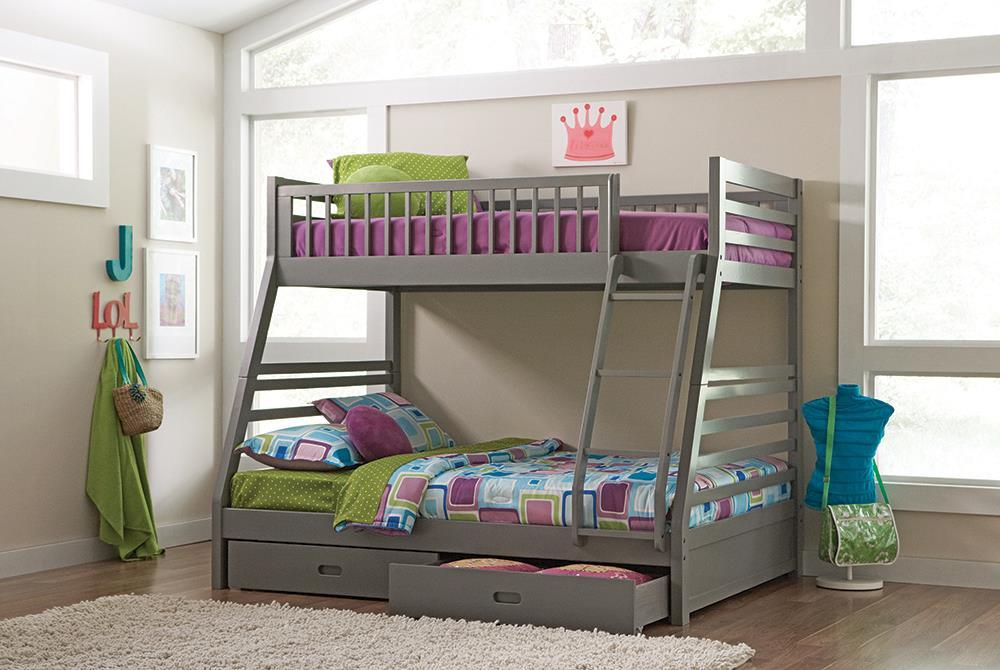 Ashton Twin Over Full Bunk 2-drawer Bed Grey - Evans Furniture (CO)