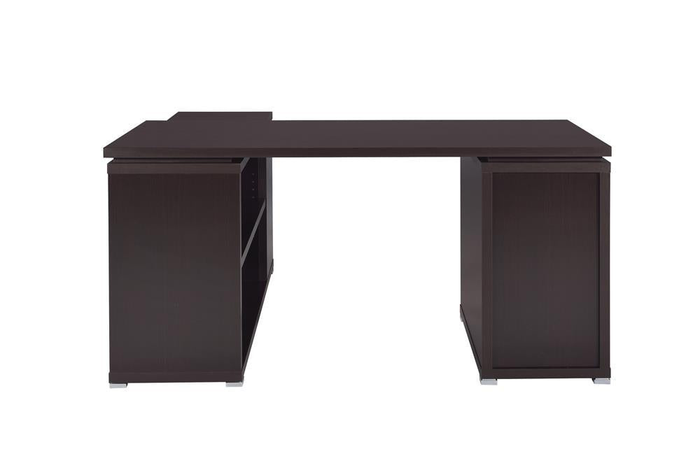 Yvette L-shape Office Desk Cappuccino - Evans Furniture (CO)