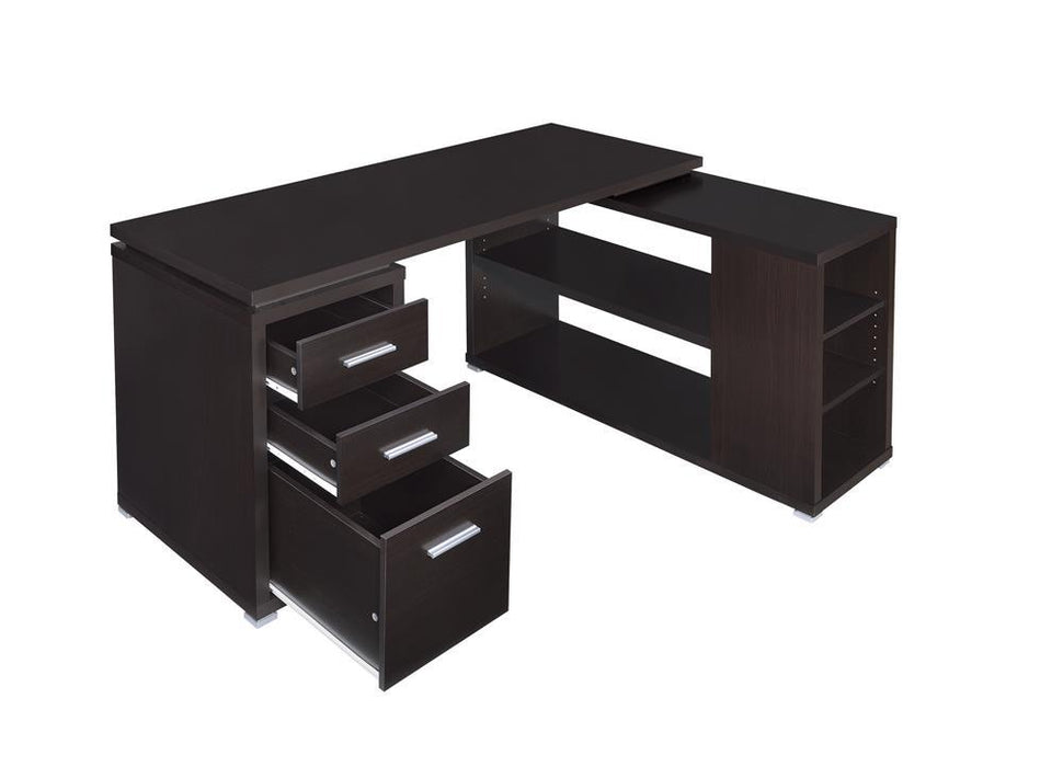 Yvette L-shape Office Desk Cappuccino - Evans Furniture (CO)