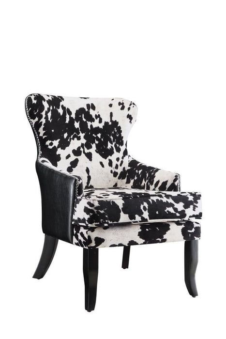 Trea Cowhide Print Accent Chair Black and White - Evans Furniture (CO)
