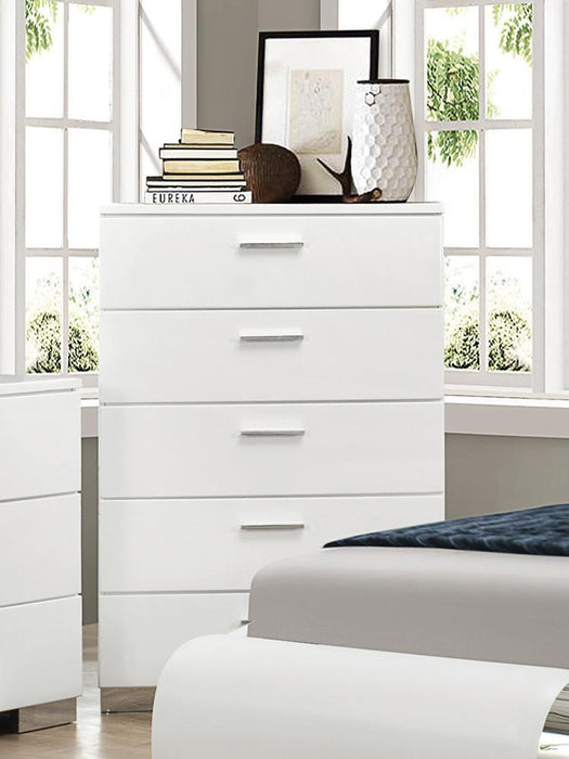 Felicity 5-drawer Chest Glossy White - Evans Furniture (CO)