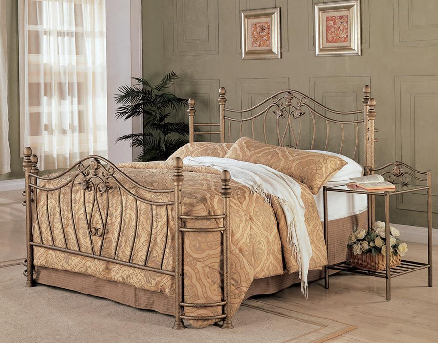 Sydney Eastern King Bed Antique Brushed Gold - Evans Furniture (CO)