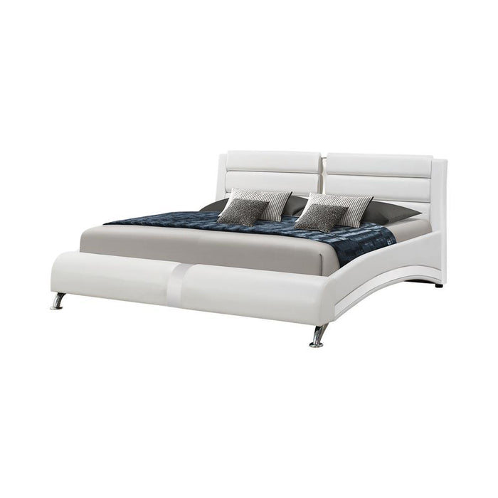 Jeremaine Queen Upholstered Bed White - Evans Furniture (CO)
