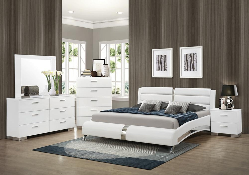 Jeremaine Queen Upholstered Bed White - Evans Furniture (CO)