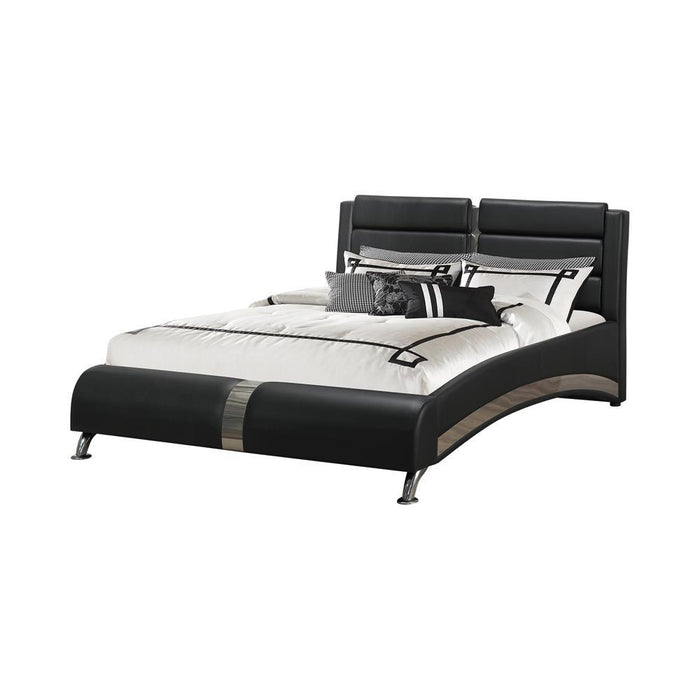 Jeremaine Eastern King Upholstered Bed Black - Evans Furniture (CO)