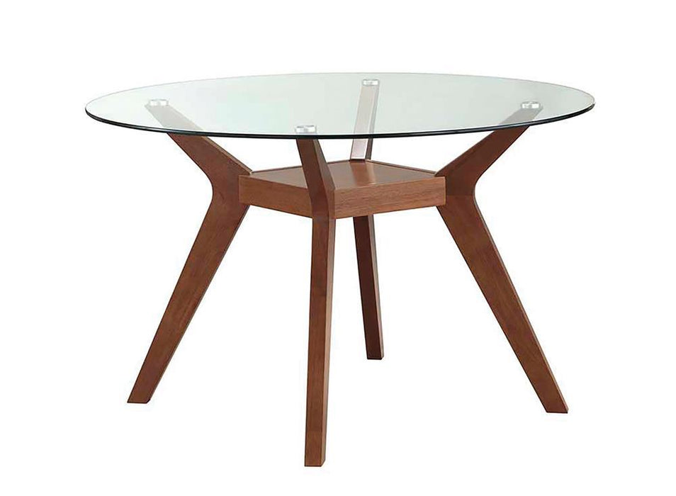 Paxton Mid Century Modern Nutmeg Glass Dining Table - Evans Furniture (CO)