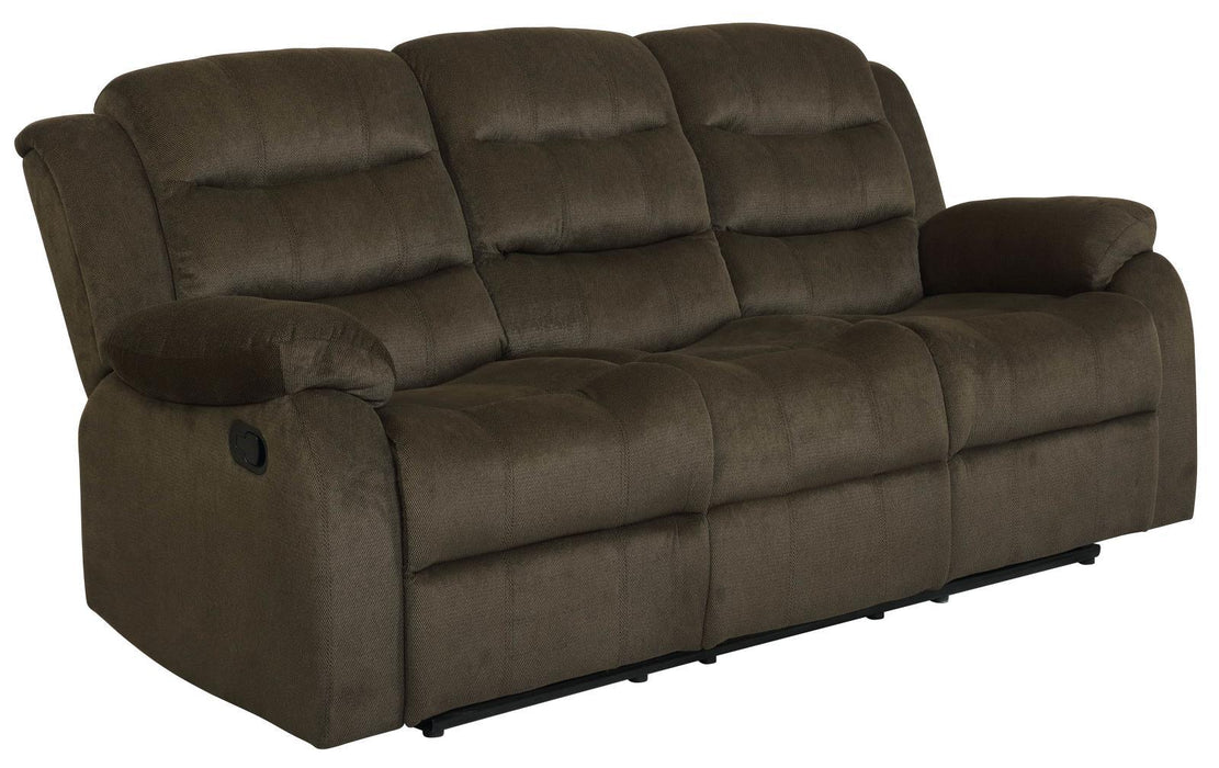 Rodman Pillow Top Arm Motion Sofa Olive Brown - Evans Furniture (CO)
