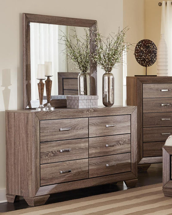 Kauffman Rectangular Dresser Mirror Washed Taupe - Evans Furniture (CO)