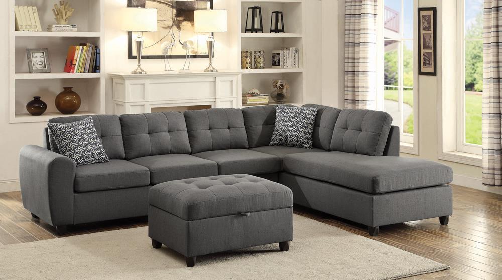 Stonenesse Tufted Sectional Grey - Evans Furniture (CO)