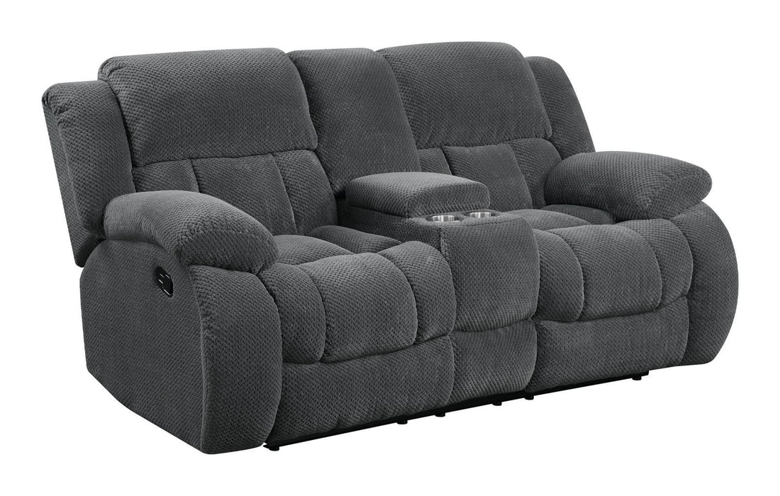 Weissman Motion Loveseat with Console Charcoal - Evans Furniture (CO)