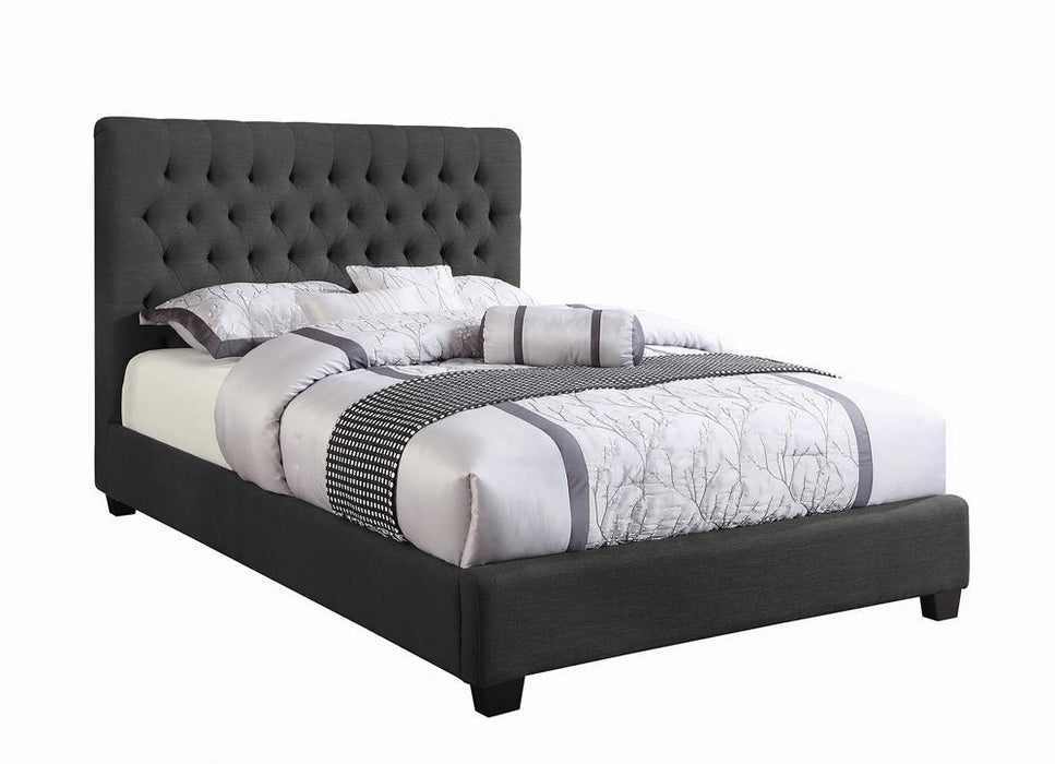 Chloe Tufted Upholstered Eastern King Bed Charcoal - Evans Furniture (CO)