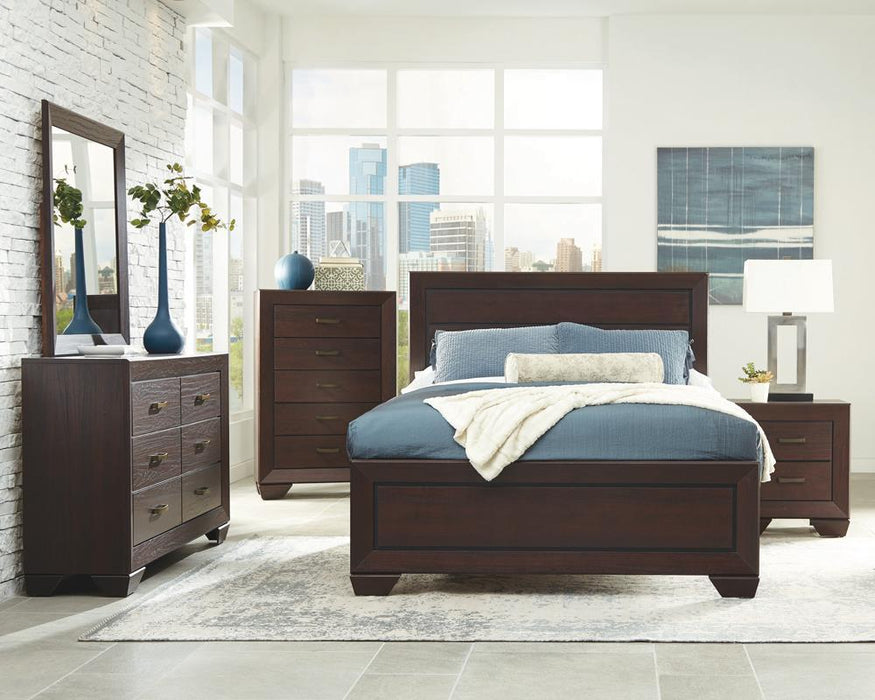 Kauffman Eastern King Panel Bed Dark Cocoa - Evans Furniture (CO)