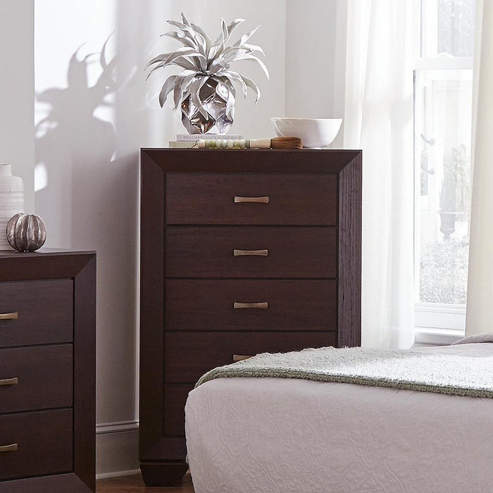 Kauffman 5-drawer Chest Dark Cocoa - Evans Furniture (CO)