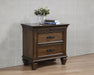 Franco 2-drawer Nightstand with Pull Out Tray Burnished Oak - Evans Furniture (CO)