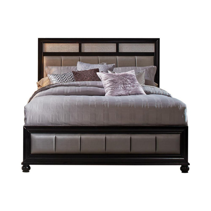 Barzini California King Upholstered Bed Black and Grey - Evans Furniture (CO)