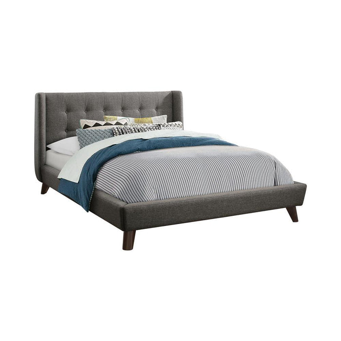 Carrington Button Tufted Eastern King Bed Grey - Evans Furniture (CO)