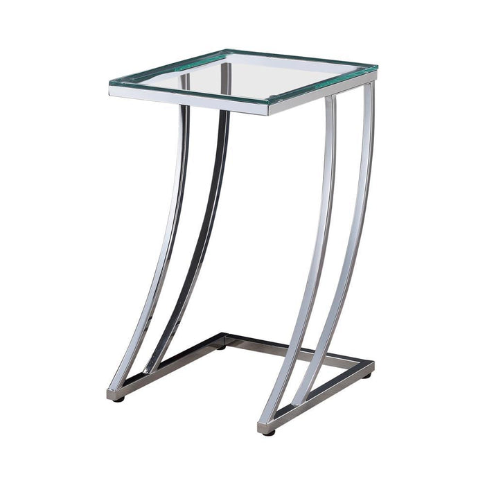 Cayden Rectangular Top Accent Table Chrome and Clear - Evans Furniture (CO)