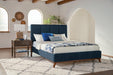 Charity Queen Upholstered Bed Blue - Evans Furniture (CO)