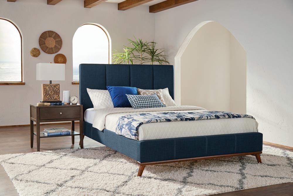 Charity Full Upholstered Bed Blue - Evans Furniture (CO)