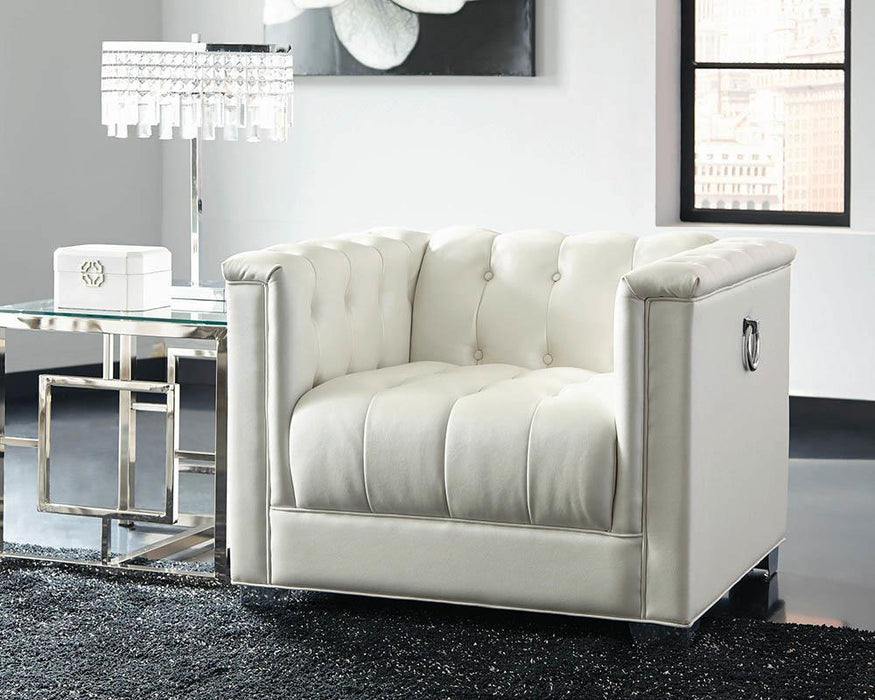 Chaviano Tufted Upholstered Chair Pearl White - Evans Furniture (CO)