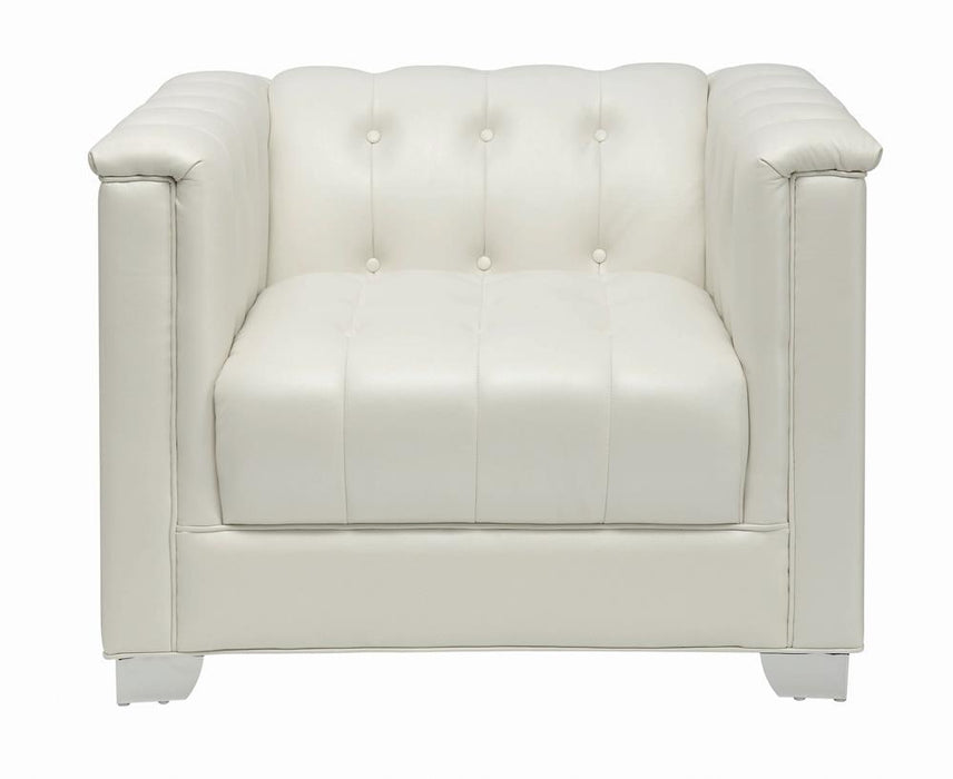 Chaviano Tufted Upholstered Chair Pearl White - Evans Furniture (CO)