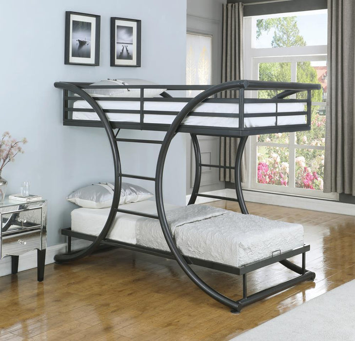 Stephan Twin Over Twin Bunk Bed Gunmetal - Evans Furniture (CO)