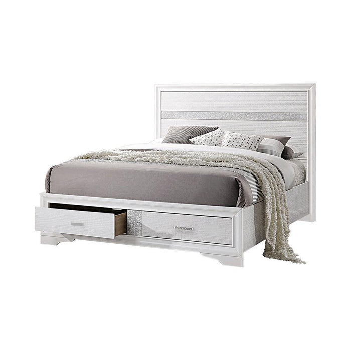 Miranda Eastern King 2-drawer Storage Bed White - Evans Furniture (CO)