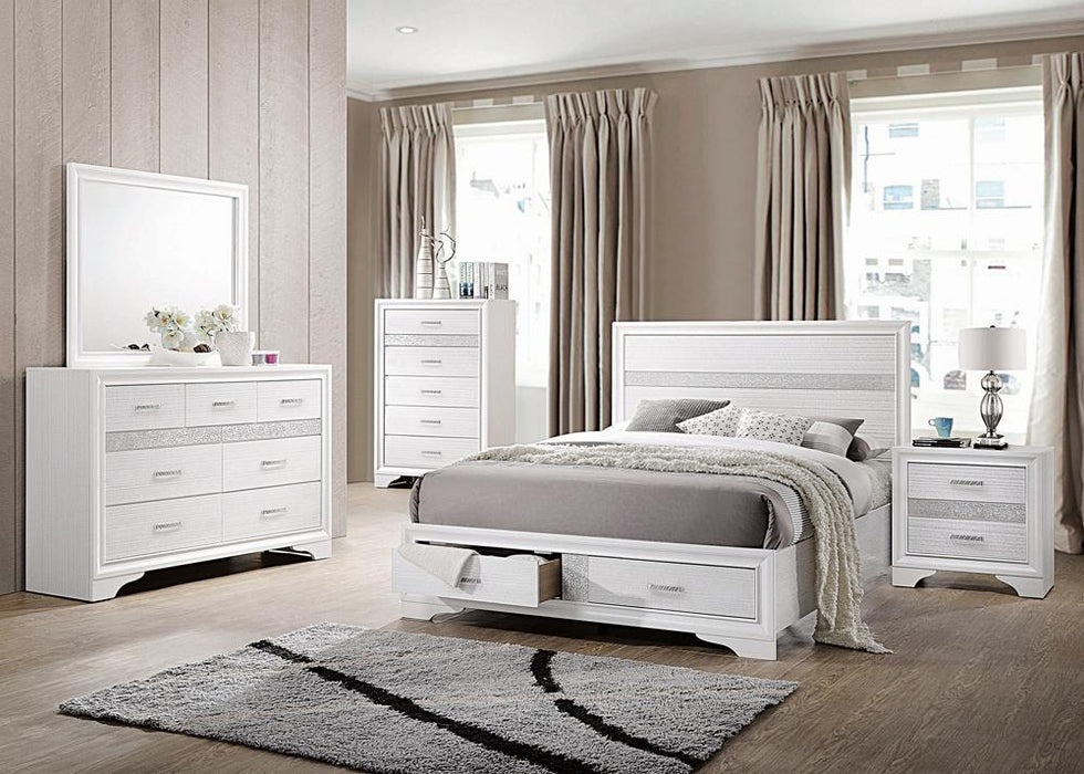 Miranda Queen 2-drawer Storage Bed White - Evans Furniture (CO)