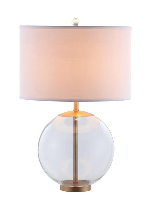 Kenny Drum Shade Table Lamp with Glass Base White - Evans Furniture (CO)