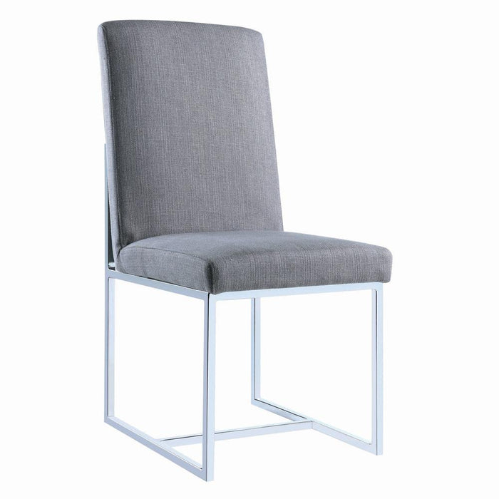 Mackinnon Upholstered Side Chairs Grey and Chrome (Set of 2) - Evans Furniture (CO)